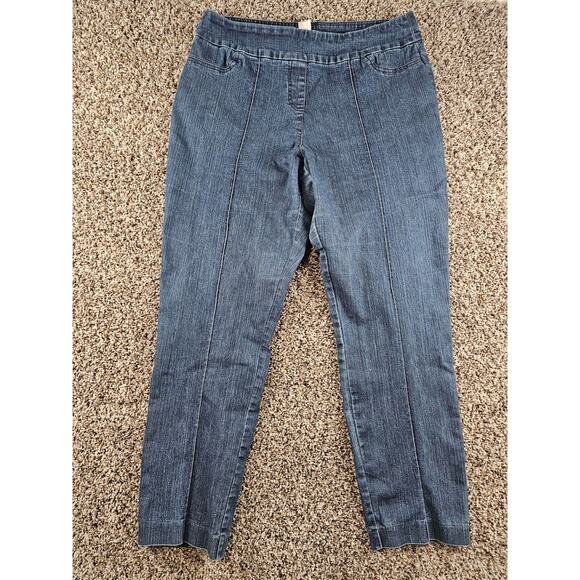 Unbranded Denim - Thin Her Womens Sz 16 Pull On Slim Leg Blue Jeans Medium Wash Denim